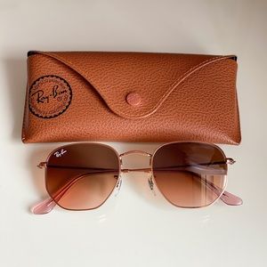Ray-Ban Hexagonal Flat Lenses Gold Brown Gradient
